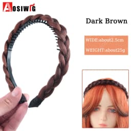 AOSI 1PC Synthetic Ladies Hair Wide Fishbone Braids Non-slip Headband Handmade Retro Headband Styling Headwear Accessories