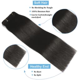 8 Pieces Hair Extensions Clip in Human Hair 18 Clips Full Head Clip on Remy Hair Extension for Women Natural Black Clip Hair