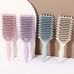 Curling Styling Brush - Hollow Massage Comb, Nylon Mane, ABS Plastic Handle, Comfortable Grip Special for Real Hair Wigs