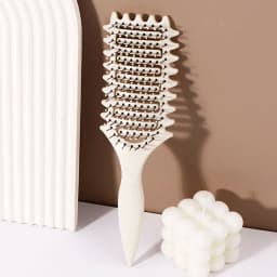 Curling Styling Brush - Hollow Massage Comb, Nylon Mane, ABS Plastic Handle, Comfortable Grip Special for Real Hair Wigs