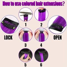 20Inch Synthetic Colorful 5pcs/set Clip Hair Extensions High Temperature Long Straight Hairpieces for Women Daily Party Use