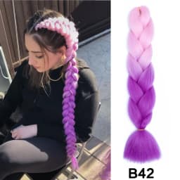 Synthetic 24inch Long Purple Braiding Hair Extensions for Braids Rumi Braiding Hair for Stage Party Cosplay, Multi-colored Braid