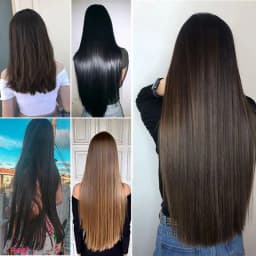24Inch Synthetic Long Straight 5 Clips One Piece Invisible Hair Extensions Black Brown Hairpiece for Women