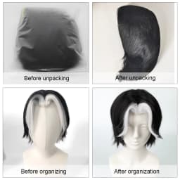 Hazbin Hotel Husk Cosplay Wig Short Black White Fluffy Male Widow's Peak Heat Resistant Synthetic Anime Wig with Wigcap