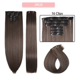 24 Inches Synthetic Long Straight Hairstyle 16 Clips 6Pcs/Set Hair Extensions Blonde Black Hairpieces Heat Resistant For Women