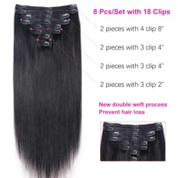 Straight Clip In Human Hair Extensions Brown Unprocessed Hair Extensions Full Head Brazilian Hair Seamless Clip Ins Extension