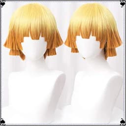 Anime Agatsuma Zenitsu Cosplay Wig 30cm Yellow Gradient Wigs Heat Resistant Synthetic Hair