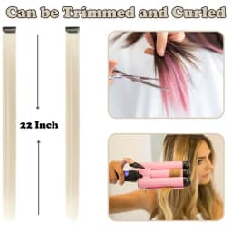 12PCS/Pack Colored Party Highlights Clip-in Hair Extensions for Girls 22 Inches Omber Colors Straight Hair Synthetic Hairpieces
