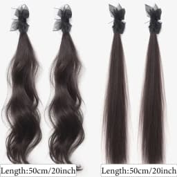 2PCS Fashionable Highlight Elf Ear Synthetic Wig Sweet Princess Head Mesh Bow Clip-on Curly Hair Ponytail Wig for Women Daily