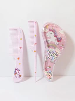 3pcs cartoon Comb Set, Wet and Dry Dual-Use, Hair Styling, Suitable for Any Hair Texture, Gift Set, Special for Real Hair Wigs