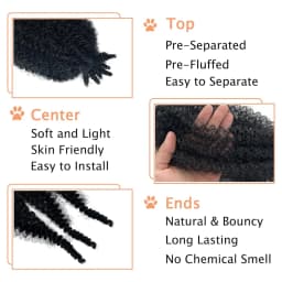 Springy Afro Twist Hair 1/3/8Packs Pre-Separated Marley Twist Braiding Hair Suitable for Damaged Kinky Afro Twist Synthetic Hair