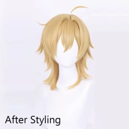 Mullet Head Short Straight Synthetic Wig Blonde Anime Game Cosplay Fluffy Wig Heat Resistant for Daily Party