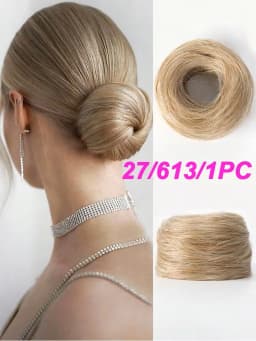 Synthetic Easy Wear Bun Ponytail Hair Accessories Scrunchies Wavy Stretchy Chignon Bun Hair With Elastic Rubber Band For Women