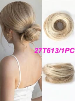 Synthetic Easy Wear Bun Ponytail Hair Accessories Scrunchies Wavy Stretchy Chignon Bun Hair With Elastic Rubber Band For Women
