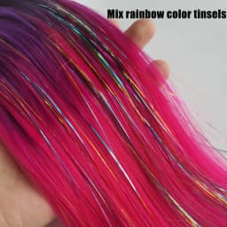 Purple Red Pink Tinsel Ponytail Extension with Elastic Hair Tie Synthetic Braiding Hair For Kids Girls Crazy Hair Day Brave Hair