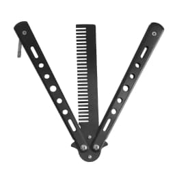 Stainless Steel Foldable Comb Butterfly Knife Beard Moustache Styling Tool for Hairdressing Salon Practice Training