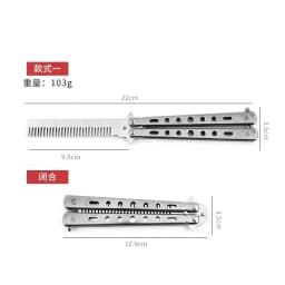 Stainless Steel Foldable Comb Butterfly Knife Beard Moustache Styling Tool for Hairdressing Salon Practice Training