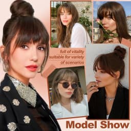 Ombre Brown to Blonde Clip in Bangs 100% Real Human Hair Bangs Wispy Bangs Hair Pieces 3 Secure Clips in Full Fringe Fake Bangs