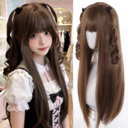 Synthetic Princess Cut Double Ponytail Lolita Wig with Bangs Girl Ombre Blonde Brown White Gray Cosplay Halloween Harajuku Wig