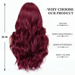 Wine Red Synthetic Wig, Big Wave Wig, Halloween Cosplay Role-Playing, Daily Wear, High-Temperature Silk Wig Cap.