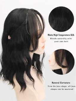 2Pcs/Set Synthetic Middle-Part Bangs Hair Extensions Easy Clip In Forhead Gradient Bangs Natural Seamless Side Fringe Hairpiece