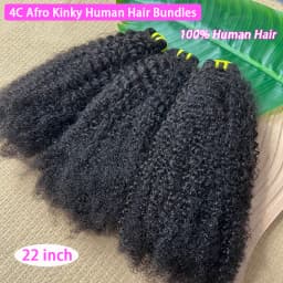 4C Afro Kinky Coily Human Hair Bundles Curly Natural Black Color Unprocessed Virgin Weave Double Weft 100% Human Hair Extensions