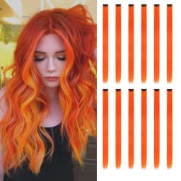 22 inches12pcs/pack Colored Party Synthetic Clip in Hair Extensions for Girls Multi-colors Straight Hair Synthetic Hairpieces