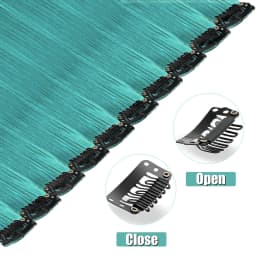 14 PCS Teal Blue Hair Extensions Clip in, 22 Inch Colored Party Synthetic Neon Highlights Extensions, Rainbow Hair Accessories
