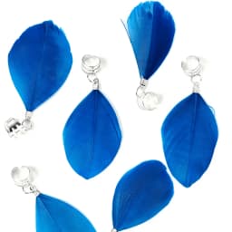 6Pcs Bohemian Style Dreadlock Blue Feather Hair Rings - Suitable for Parties & Balls