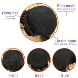 Natural Black 4A/4B Afro Kinky Curly Wig Human Hair -full machine made Short Wig with Fluffy Voluminous Texture, Hair Wig