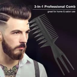 Three in One Plastic Wide Tooth Exfoliating Comb, Anti-Static Men's Hair Styling Tool,Special for Real Hair Wigs