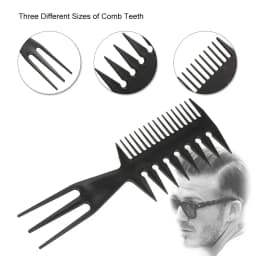 Three in One Plastic Wide Tooth Exfoliating Comb, Anti-Static Men's Hair Styling Tool,Special for Real Hair Wigs