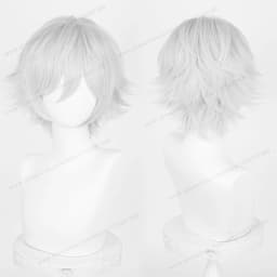 Anime Upgraded 32cm Short Flipped Ends Cosplay Wig Pure White Silver Black Brown Red Man Women Heat Resistant Synthetic Hair