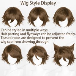 Anime Upgraded 32cm Short Flipped Ends Cosplay Wig Pure White Silver Black Brown Red Man Women Heat Resistant Synthetic Hair