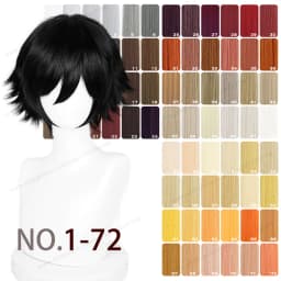 Anime Upgraded 32cm Short Flipped Ends Cosplay Wig Pure White Silver Black Brown Red Man Women Heat Resistant Synthetic Hair