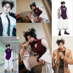 High-Quality Anime Jujutsu Kaisen Choso Cosplay Synthetic Hair 14-Inch Double Ponytail High Braids Halloween Daily Party Wig