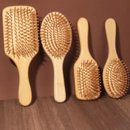 Natural Bamboo Paddle Air Cushion Hair Brush Scalp Massage Anti-Static Detangling Comb Special for Human Hair Wigs