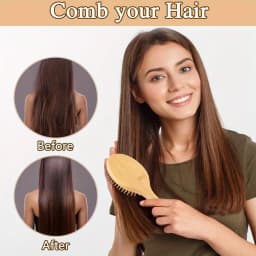 Natural Bamboo Paddle Air Cushion Hair Brush Scalp Massage Anti-Static Detangling Comb Special for Human Hair Wigs