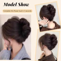 Synthetic wig clip with bun head short and long curly hair clip style flower bud fluffy and fashionable bun head