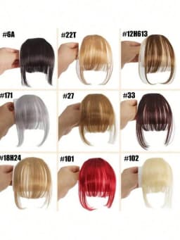 Thin Blunt Bangs Clip-On Synthetic Hair Extension Natural Looking Instant Hairstyle Quick Style Hairpiece Daily & Party