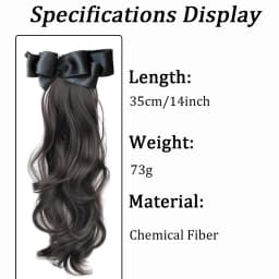 Elegant Synthetic Silk Bowknot Banana Claw Clip Ponytail Wig With Grab Clip Long Wavy Layered Ponytail for Women Daily Party Use