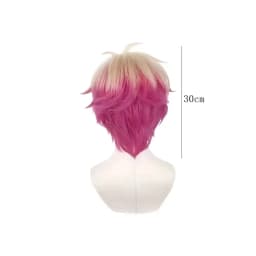 Alexis Ness Anime Cosplay Wig Short Straight Linen Rose Red Synthetic Fiber Wig Suitable for Frien Festival Cosplay