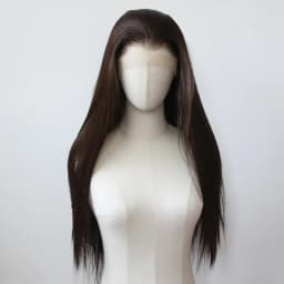 Ashely 13*4 Dark Brown Synthetic Lace Front Wigs Brown Long Straight Lace Front Wig for Women Pre Plucked Natural Hairline
