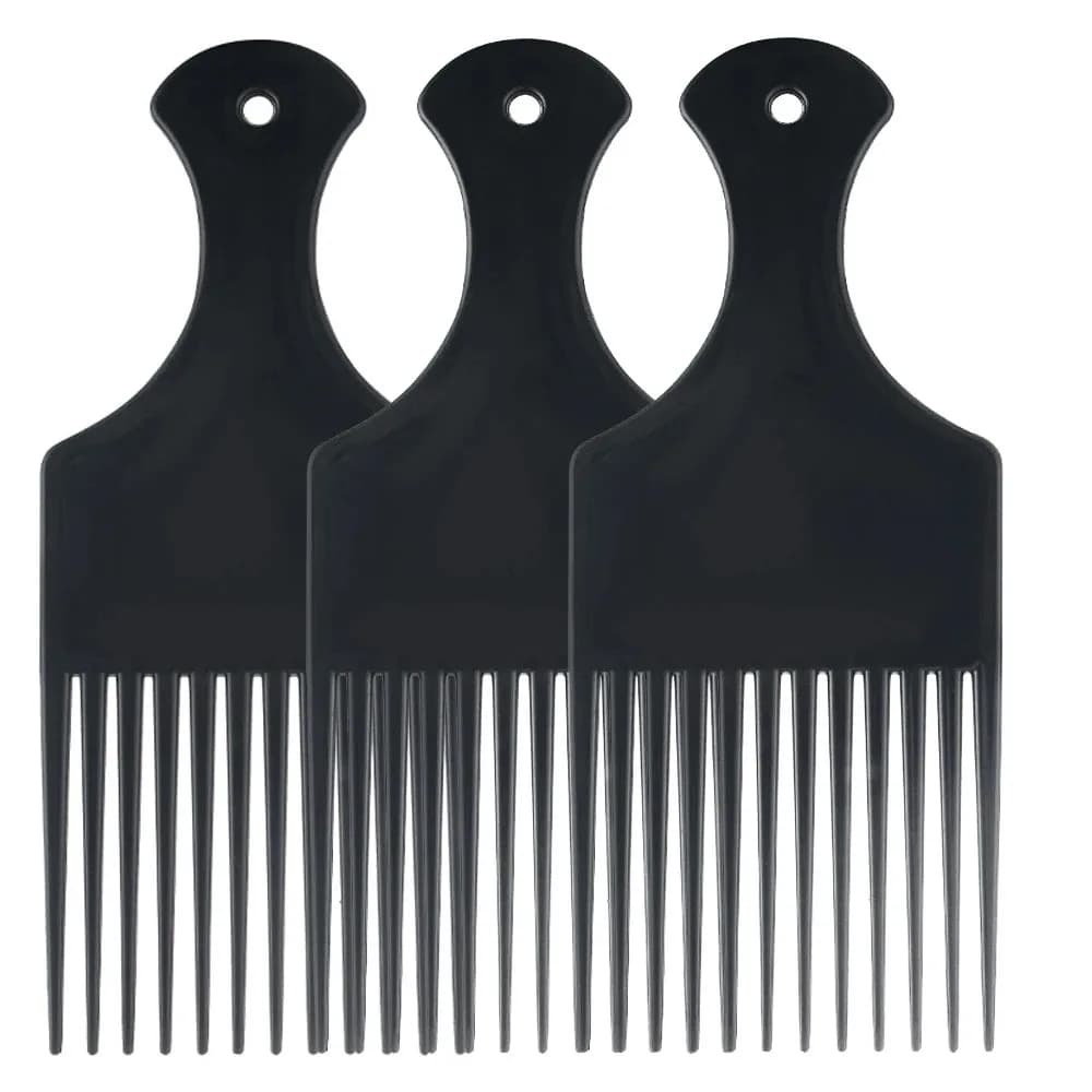 Wide Teeth Brush Pick Comb Fork Hairbrush Insert Hair Pick Comb Plastic Gear Comb For Curly Afro Hair Styling Tools