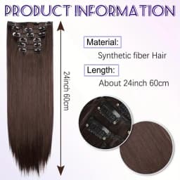 Synthetic 6pcs/set Long Straight Hair Extensions Ultra-Invisible Full Head Clip in Hair Extensions 24Inch for Women Daily Wear