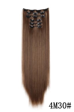 24Inch 16 Clips in Hair Extensions Long Straight Hairstyle Blonde Black Hairpieces Heat Resistant False Hair Daily Use Cosplay