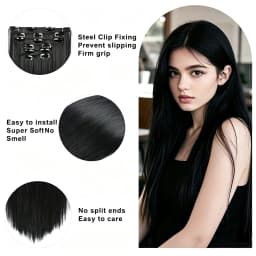 24Inch 16 Clips in Hair Extensions Long Straight Hairstyle Blonde Black Hairpieces Heat Resistant False Hair Daily Use Cosplay