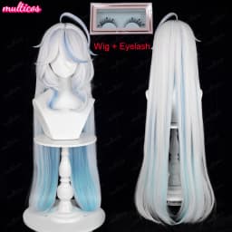 High Quality Focalors Wig Fontaine Furina Cosplay Wig Game Genshin Blue White Heat Resistant Synthetic Hair Anime Wigs + Wig Cap