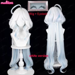 High Quality Focalors Wig Fontaine Furina Cosplay Wig Game Genshin Blue White Heat Resistant Synthetic Hair Anime Wigs + Wig Cap