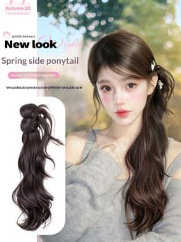 Synthetic Wig Ponytail Extensions Wig Claw Clip Natural Wave Ponytail Hairpieces with Hair Scrunchie for Women Daily Use Hair Pi